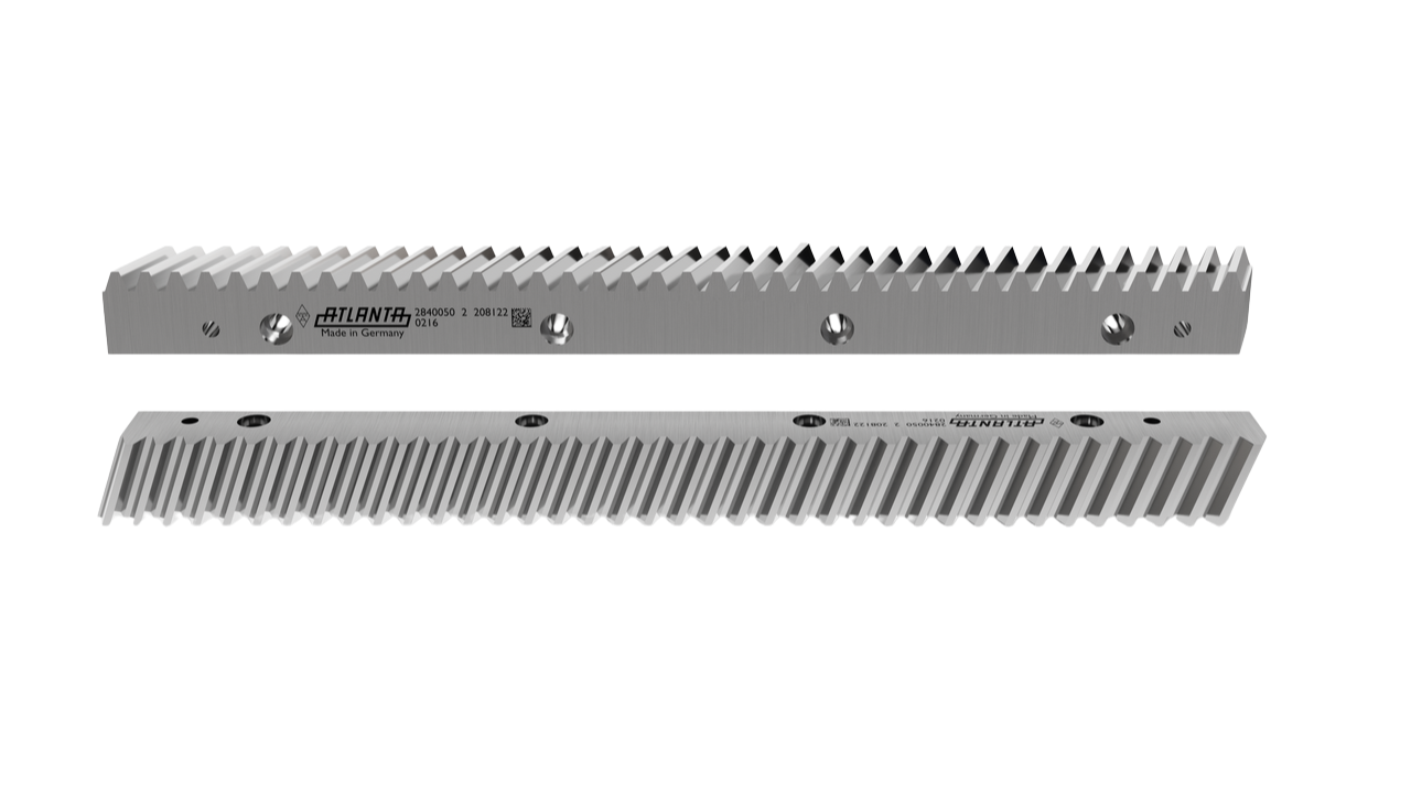 Listwa zębata ATLANTA 29 60 208, Moduł 6 59x49x2000mm, zęby skośne, hartowane, klasa dokładności 8; otwory montażowe